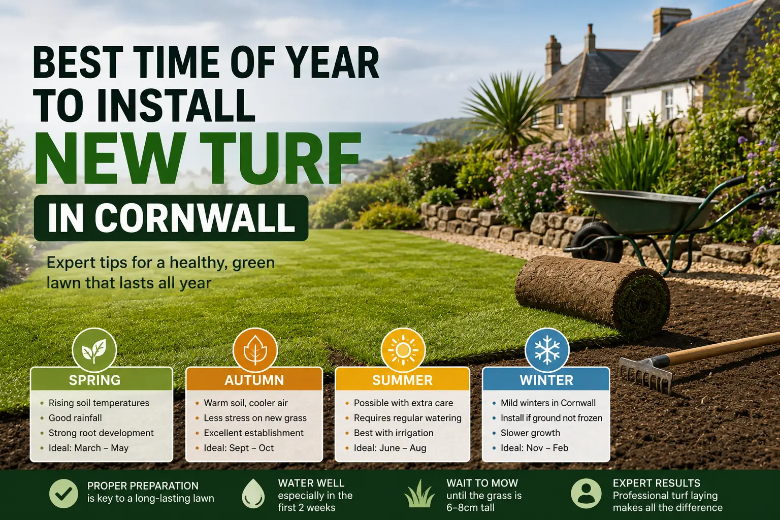 Best Time of Year to Install New Turf in Cornwall